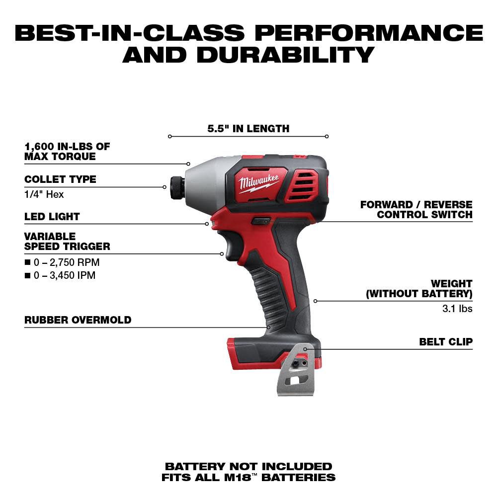 DRL-MILWAUKEE-USA M18™ 1/4" Hex Impact Driver (Bare tool)