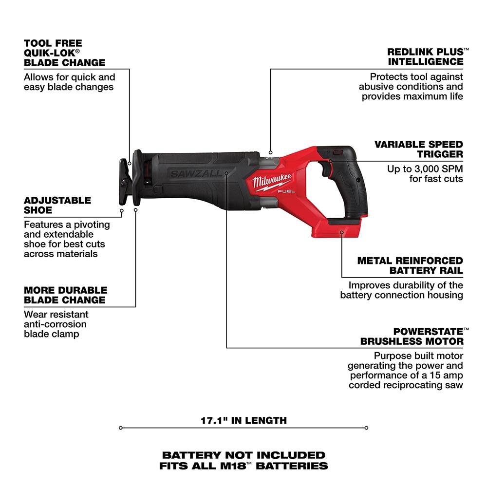 SAW-MILWAUKEE-USA M18 FUEL™ SAWZALL® Recip Saw (Bare tool)
