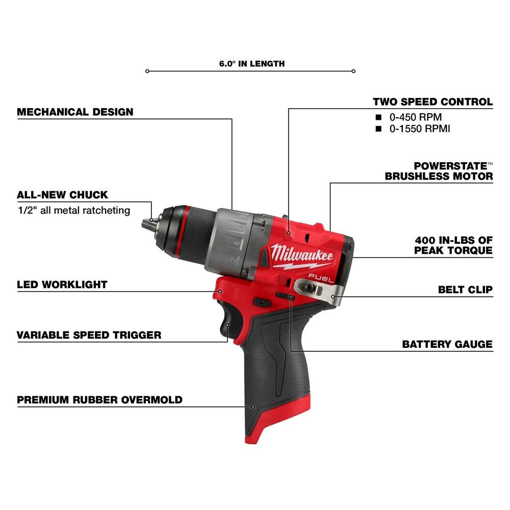 DRL-MILWAUKEE-USA M12 FUEL™ Drill/Driver (Bare tool)