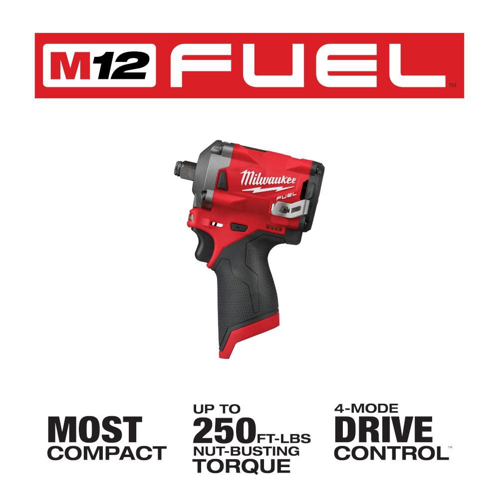 DRL-MILWAUKEE-USA M12 FUEL™ 1/2" Stubby Impact Wrench (Bare tool)