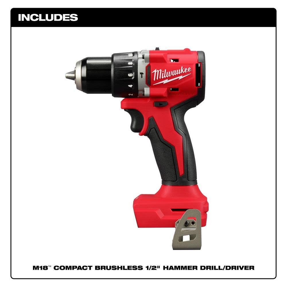 DRL-MILWAUKEE-USA M18™ Compact Brushless 1/2" Hammer Drill/Driver (Bare tool)