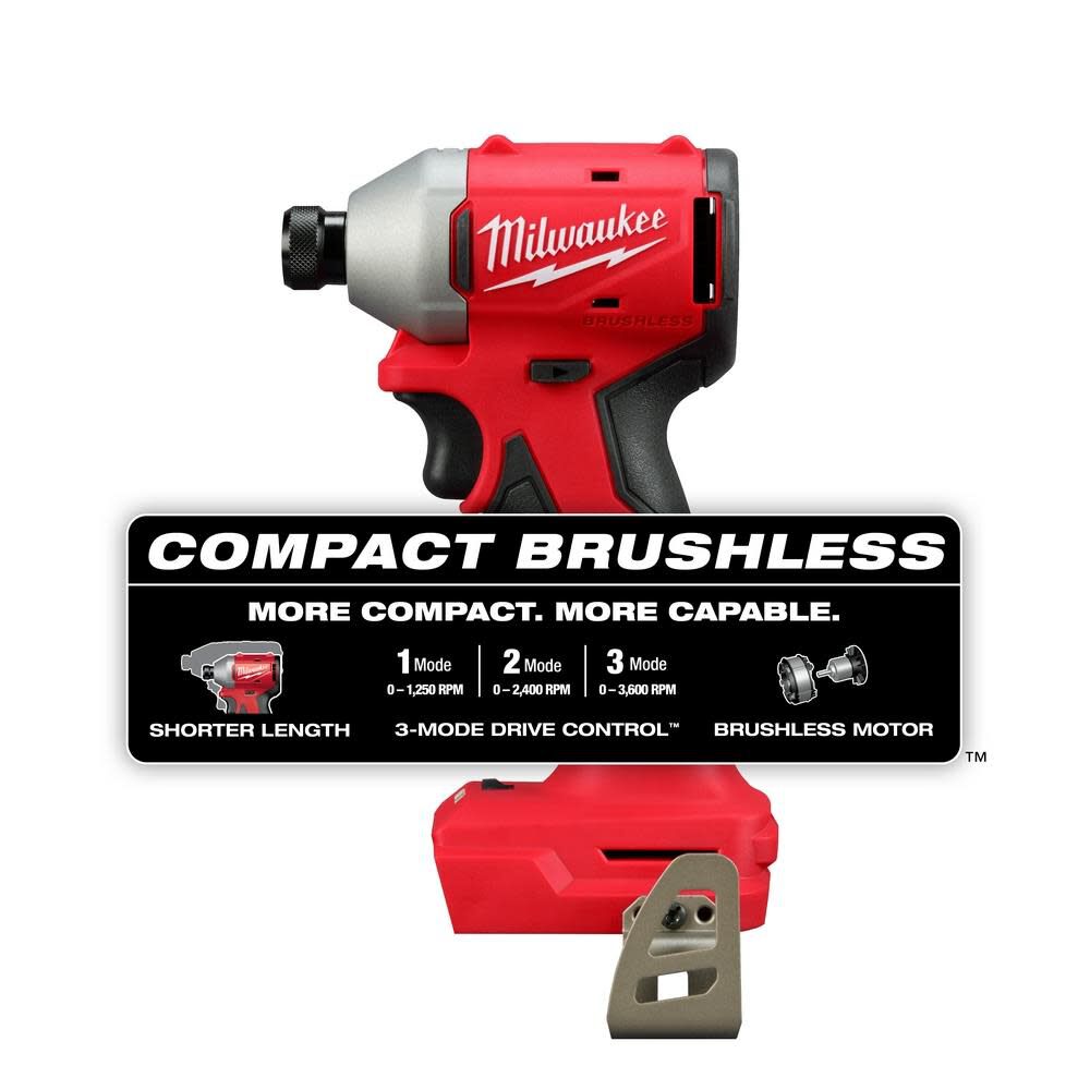 DRL-MILWAUKEE-USA M18™ Compact Brushless 1/4" Hex 3-Speed Impact Driver (Bare tool)