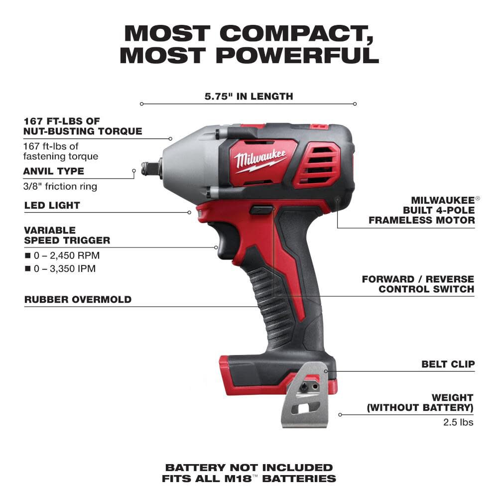 DRL-MILWAUKEE-USA M18™ 3/8" Impact Wrench with Friction Ring (Bare tool)