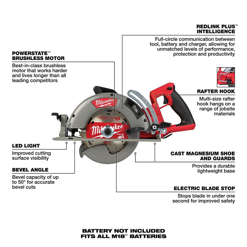 SAW-MILWAUKEE-USA M18 FUEL™ Rear Handle 7-1/4" Circular Saw (Bare tool)