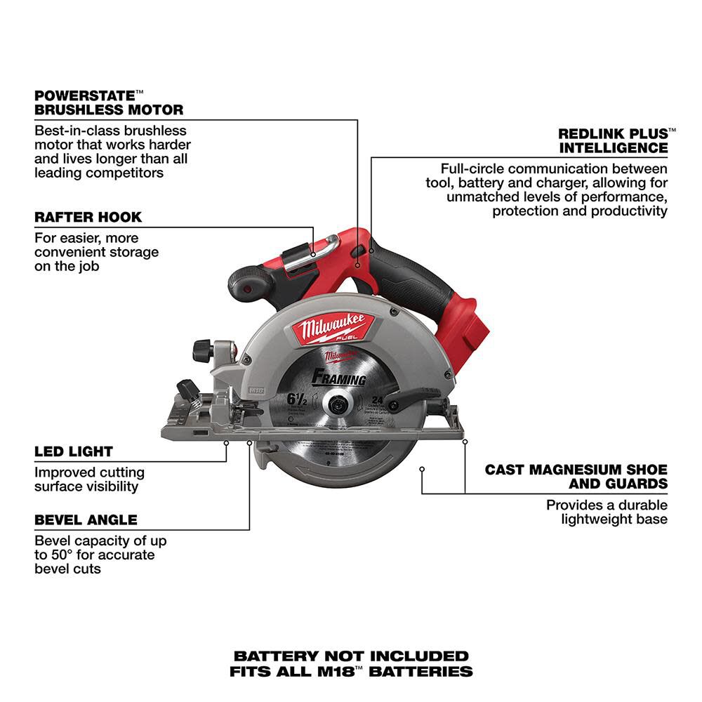 SAW-MILWAUKEE-USA M18 FUEL™ 6-1/2" Circular Saw (Bare tool)