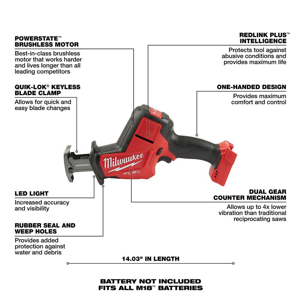 SAW-MILWAUKEE-USA M18 FUEL™ HACKZALL® Reciprocating Saw (Bare Tool)
