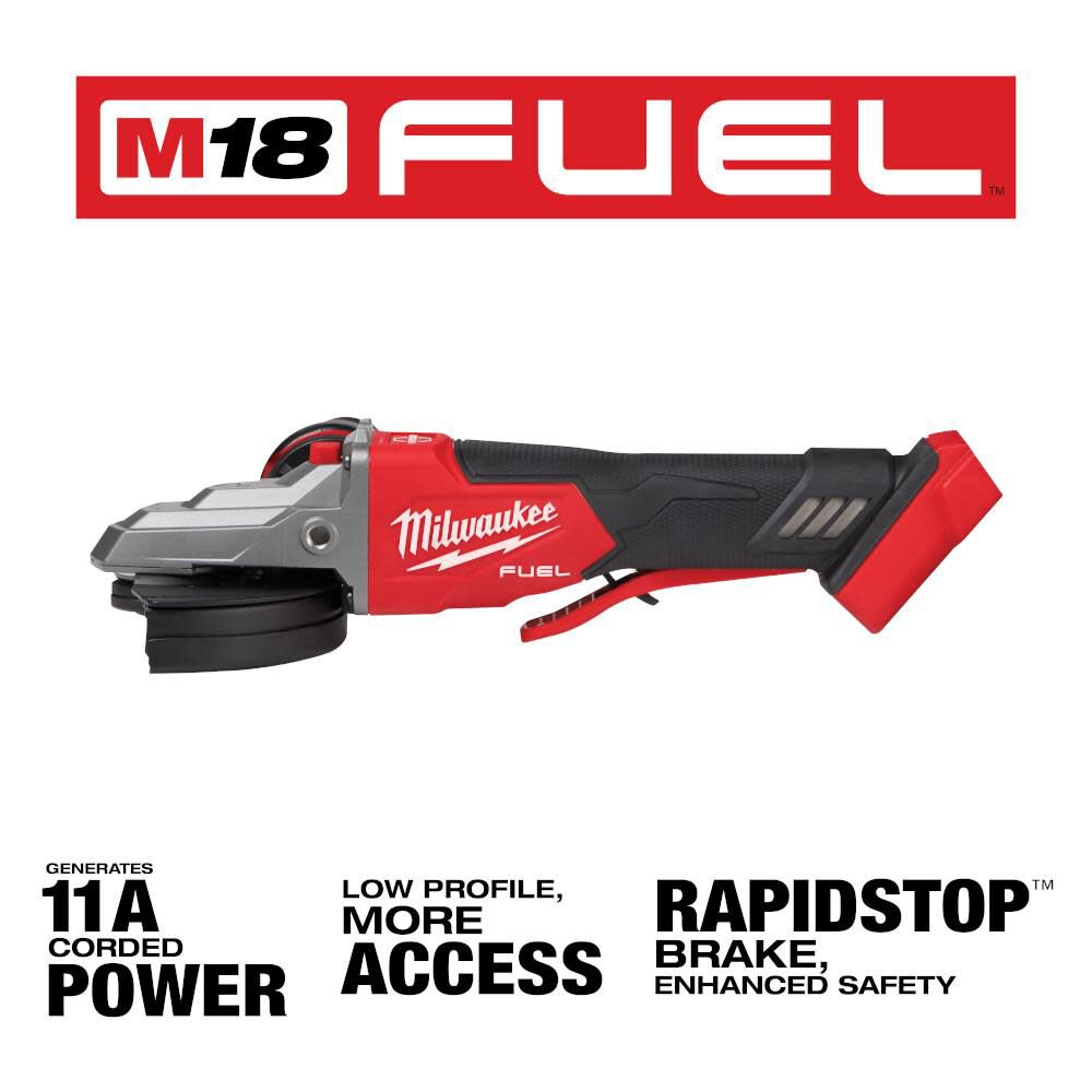 TSD-MILWAUKEE-USA M18 FUEL™ 5" Flathead Braking Grinder, Paddle Switch No-Lock (Bare Tool)