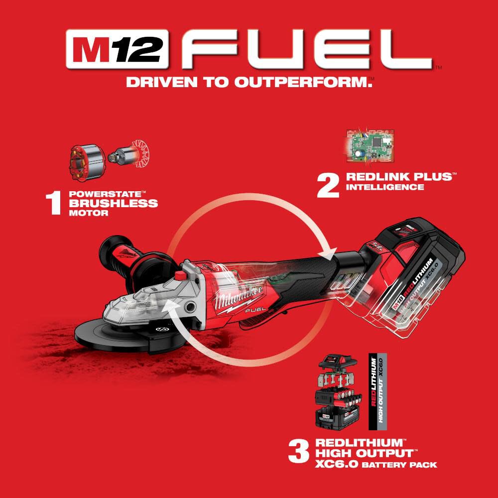 TSD-MILWAUKEE-USA M18 FUEL™ 5" Flathead Braking Grinder, Paddle Switch No-Lock (Bare Tool)