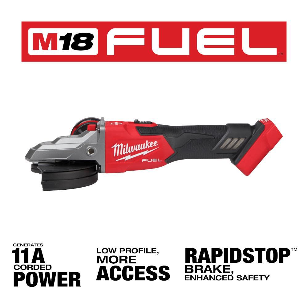 TSD-MILWAUKEE-USA M18 FUEL™ 5" Flathead Braking Grinder, Slide Switch Lock-On (Bare Tool)