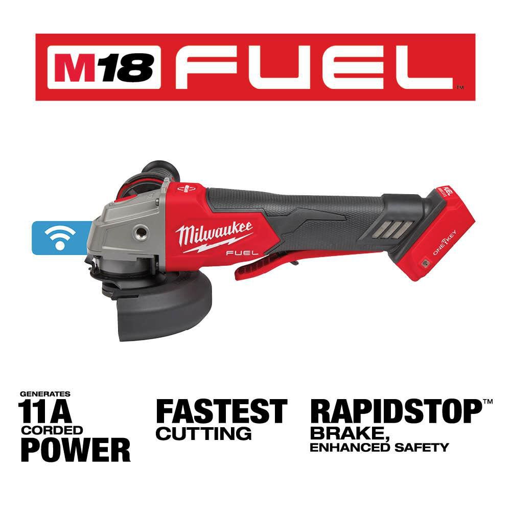 TSD-MILWAUKEE-USA M18 FUEL™ 4-1/2" / 5" Braking Grinder w/ ONE-KEY™ Paddle Switch (Bare tool)