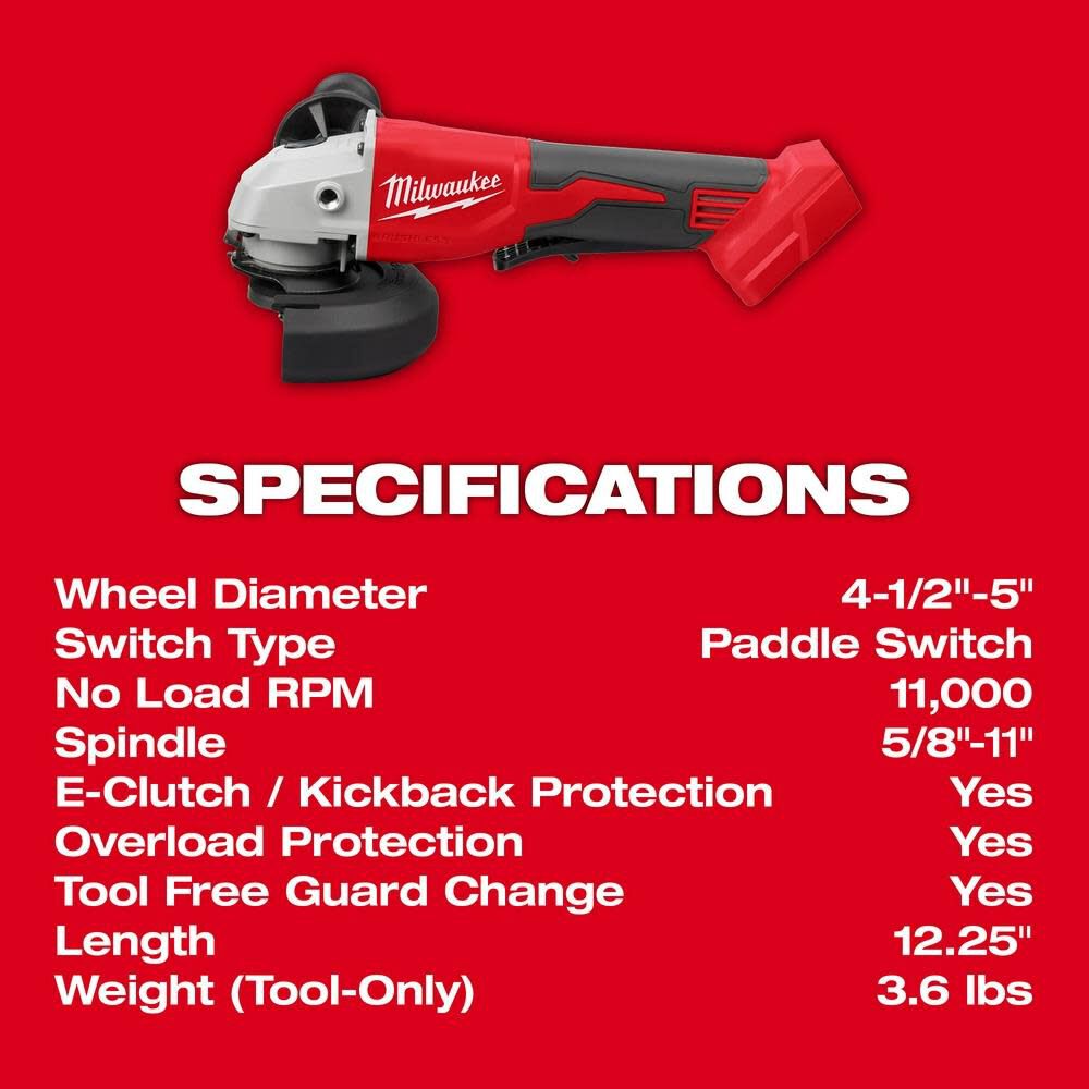 TSD-MILWAUKEE-USA M18™ Brushless 4-1/2" / 5" Cut-Off Grinder, Paddle Switch (Bare tool)