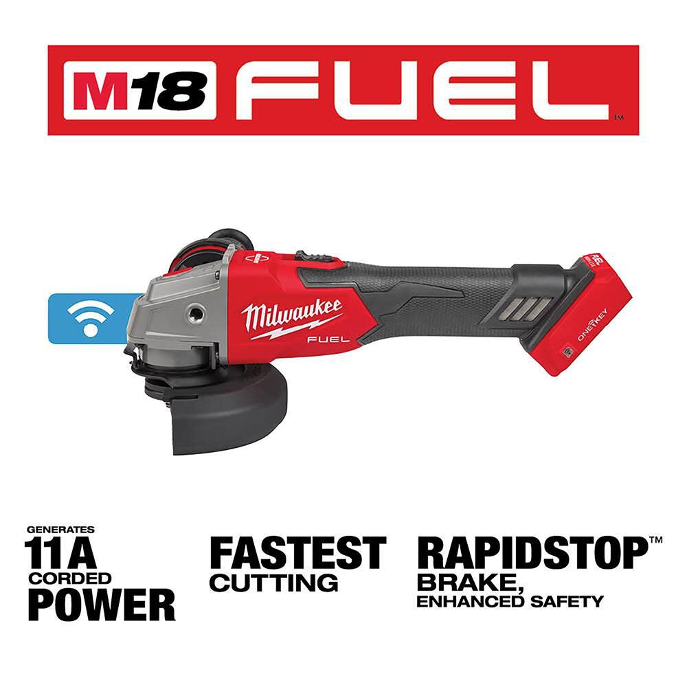 TSD-MILWAUKEE-USA M18 FUEL™ 4-1/2" / 5" Braking Grinder w/ ONE-KEY™ Slide Switch, Lock-On (Bare tool)