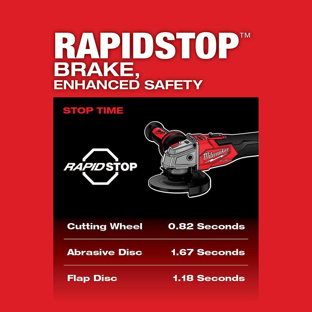 TSD-MILWAUKEE-USA M18 FUEL™ 4-1/2" / 5" Braking Grinder w/ ONE-KEY™ Slide Switch, Lock-On (Bare tool)