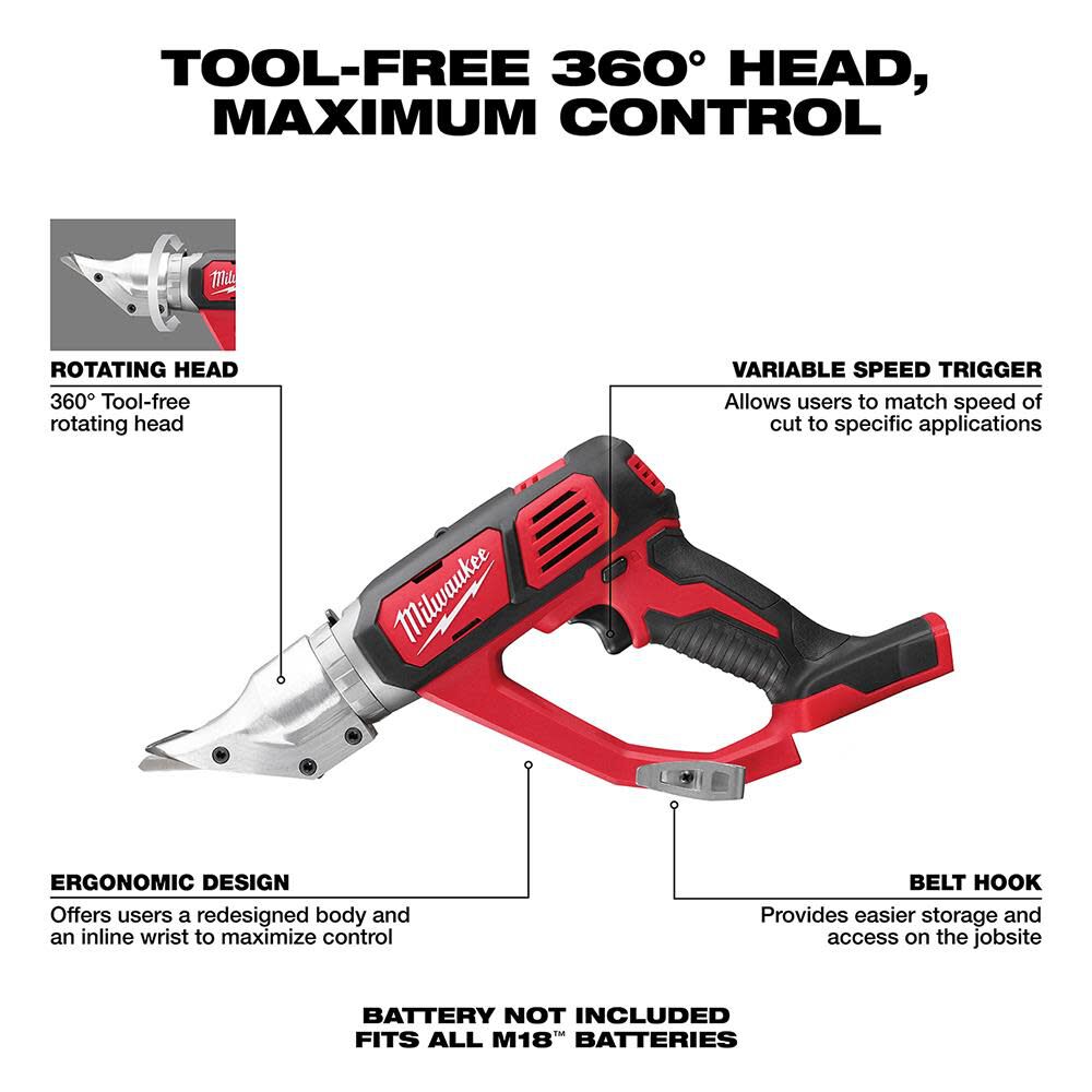 OTE-MILWAUKEE-USA M18™ Cordless 18 Gauge Double Cut Shear (Tool Only) (Bare tool)