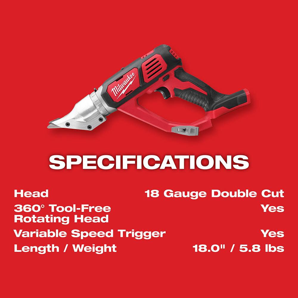 OTE-MILWAUKEE-USA M18™ Cordless 18 Gauge Double Cut Shear (Tool Only) (Bare tool)