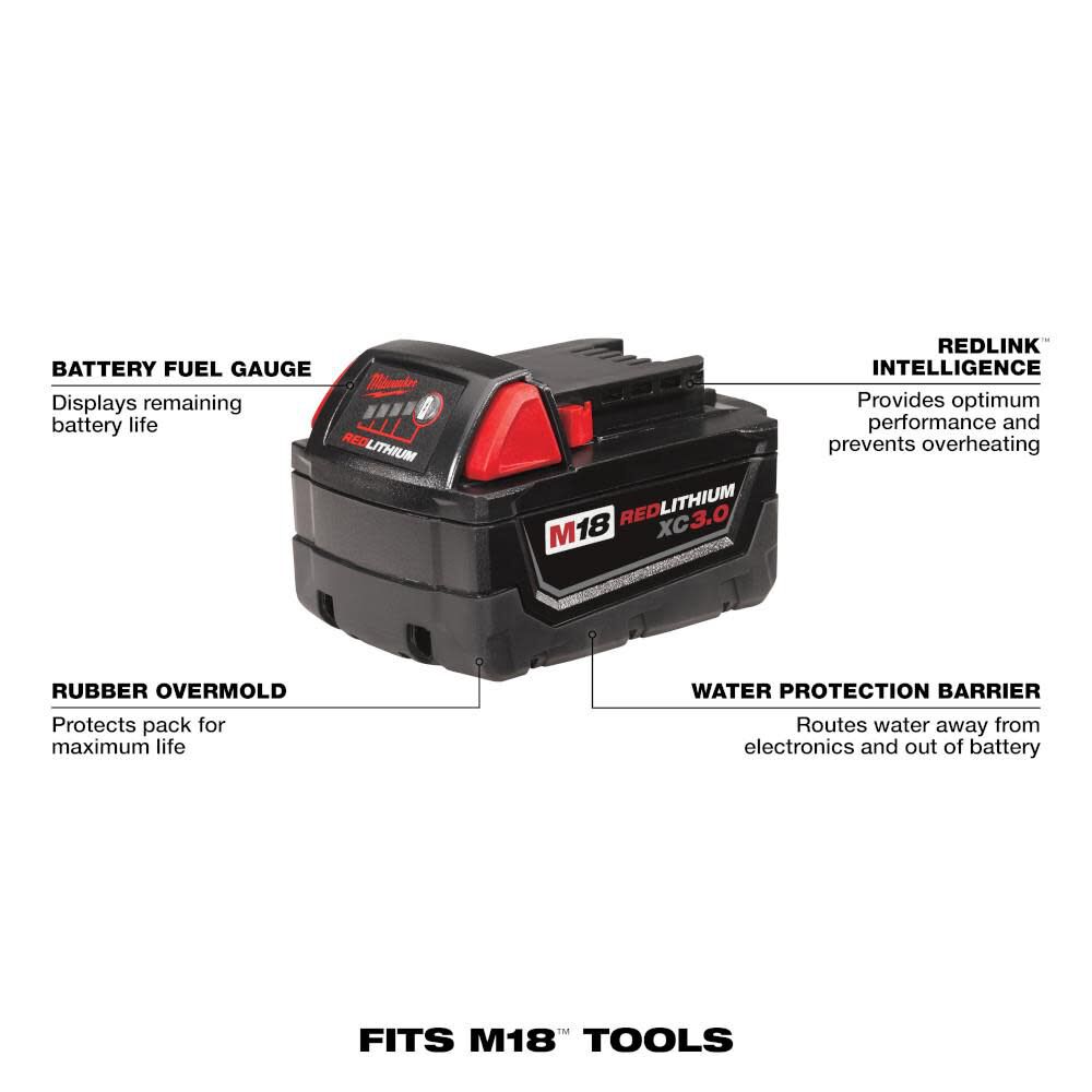 OTE-MILWAUKEE-USA M18 REDLITHIUM XC 3.0Ah Extended Capacity Battery Pack