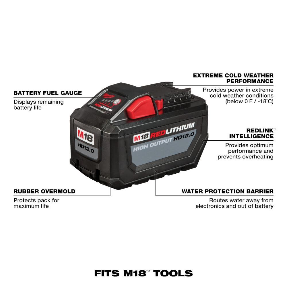 OTE-MILWAUKEE-USA M18 REDLITHIUM™ HIGH OUTPUT™ HD12.0 Battery Pack