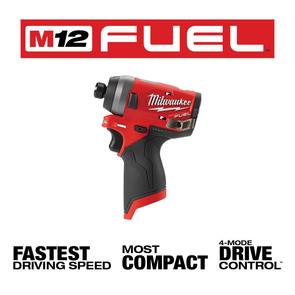 DRL-MILWAUKEE-USA M12 FUEL™ 1/4" Hex Impact Driver 6mm 146Nm 3,300rpm (Bare tool)