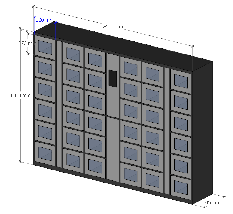 SHF-X00-CN Тээш хадгалах шүүгээ (2440х1800х450мм, 36нүдтэй, нүүр царай таних болон нууц үг оруулдаг)