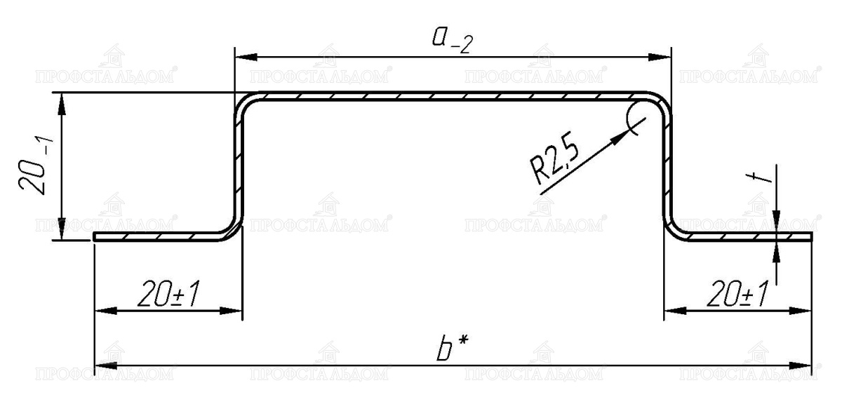 LSTK-X00-RU Хавтгай малгай профиль (90-20-1,5)
