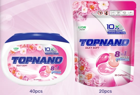 TOP-XXX-MA Top Nano Capsule detergents Silky soft(Box) 12g X20pcs/pouch